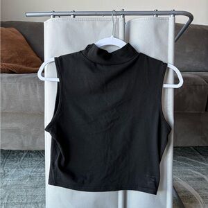 Black Sleeveless Mock Neck Top